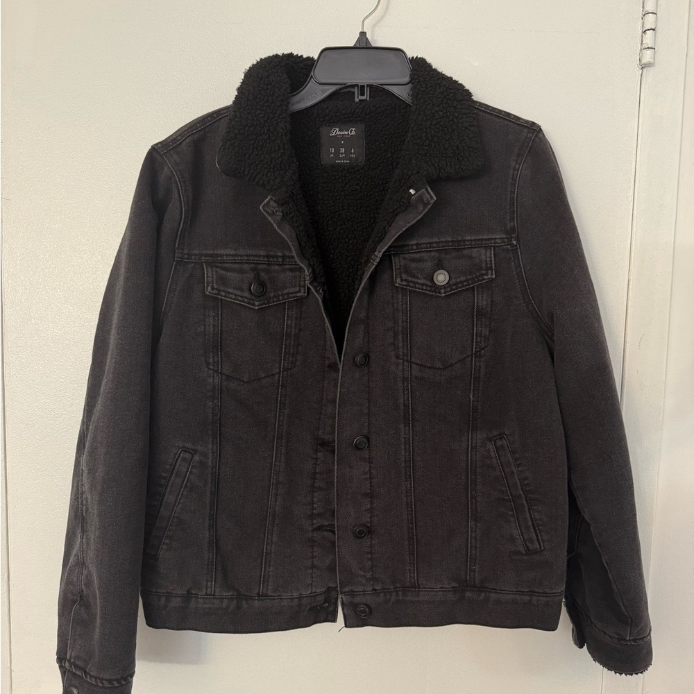 Black Denim Jacket with Sherpa Lining